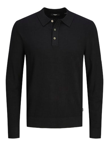 Polo's lange mouw zwart JACK & JONES
