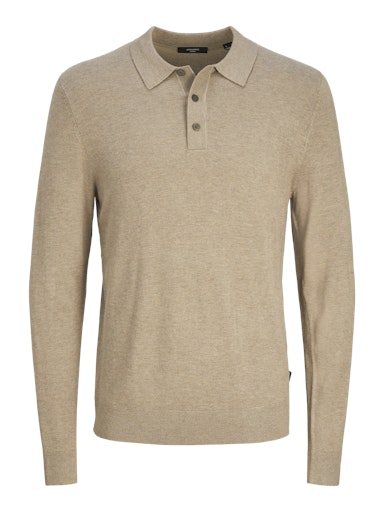 Polo's lange mouw beige JACK & JONES