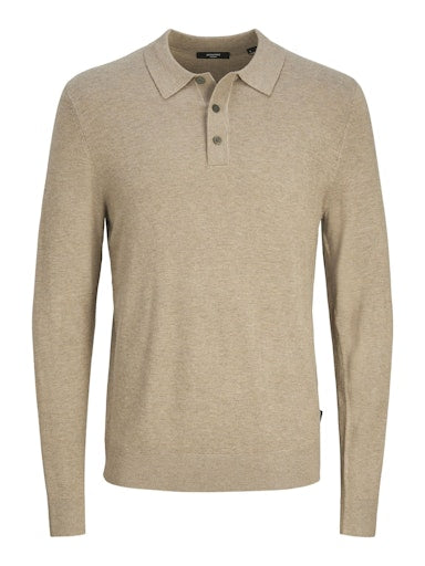 Polo's lange mouw beige JACK & JONES