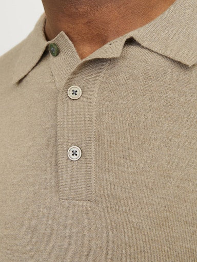 Polo's lange mouw beige JACK & JONES