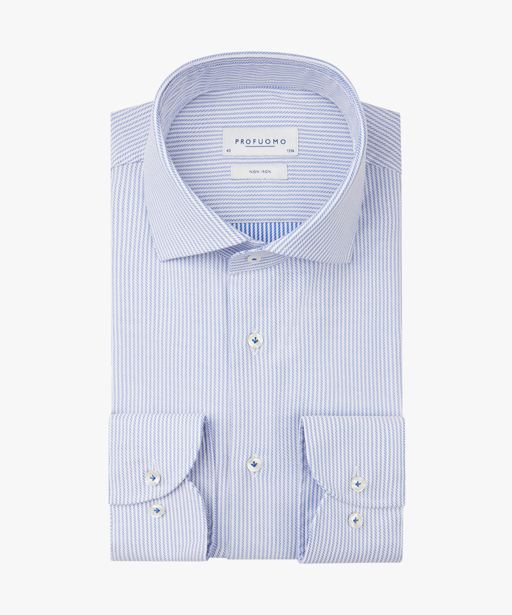 Hemden lange mouw blauw Profuomo
