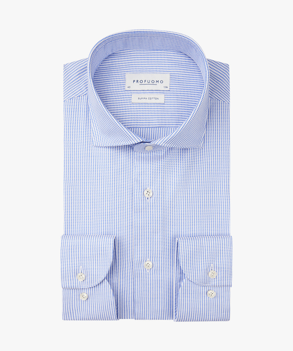 Hemden lange mouw blauw Profuomo