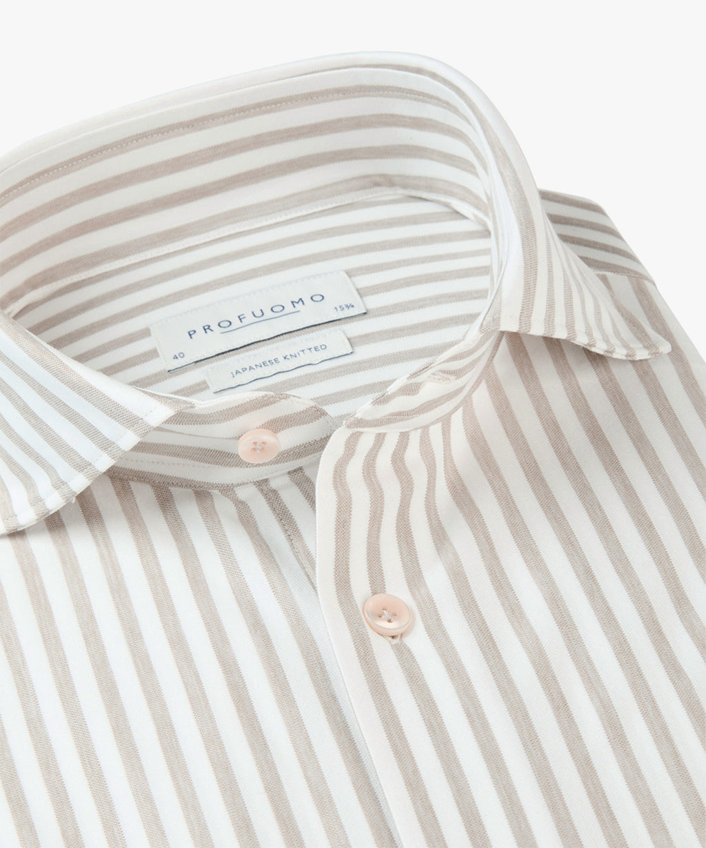 Hemden lange mouw bruin Profuomo