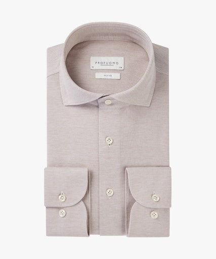 Hemden lange mouw beige Profuomo