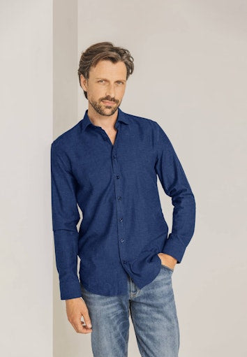 Hemden lange mouw blauw State of Art