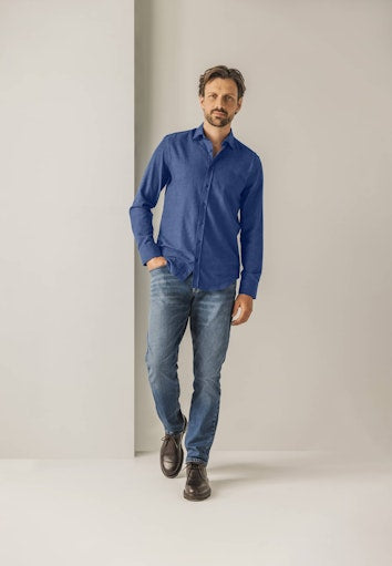 Hemden lange mouw blauw State of Art