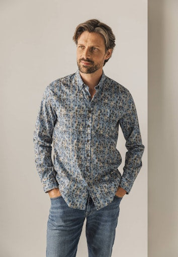 Hemden lange mouw blauw State of Art