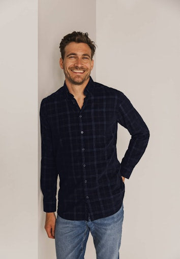 Hemden lange mouw blauw State of Art