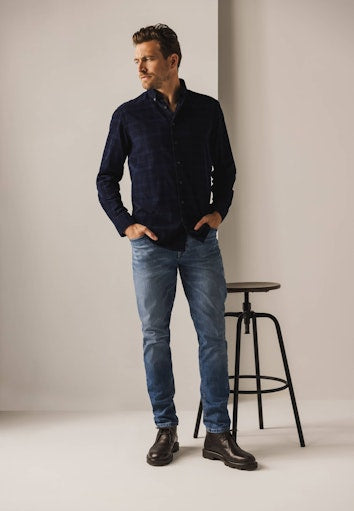 Hemden lange mouw blauw State of Art