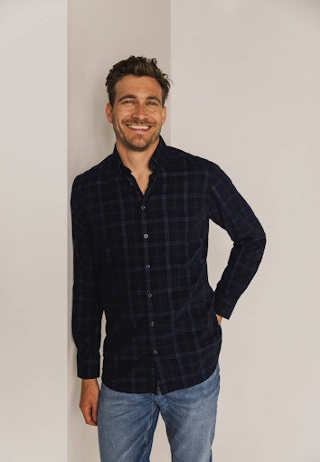Hemden lange mouw blauw State of Art