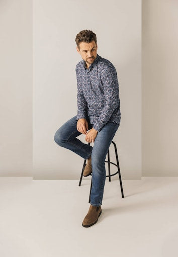 Hemden lange mouw blauw State of Art