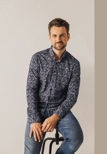 Hemden lange mouw blauw State of Art