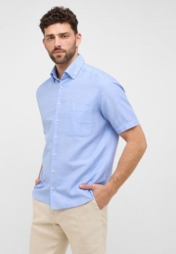 Hemden korte mouw blauw ETERNA