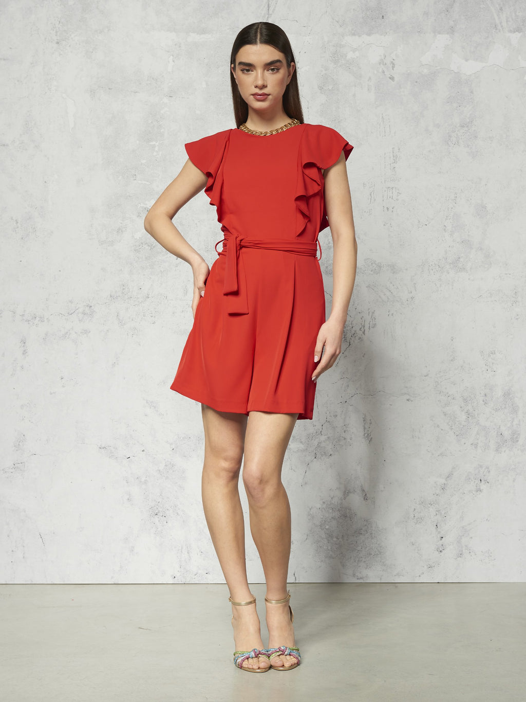 Jumpsuits korte mouw rood Rinascimento