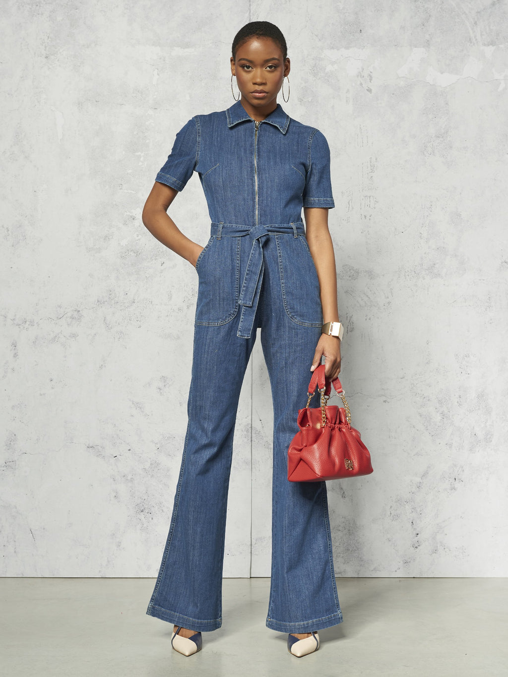 Jumpsuits korte mouw blauw Rinascimento