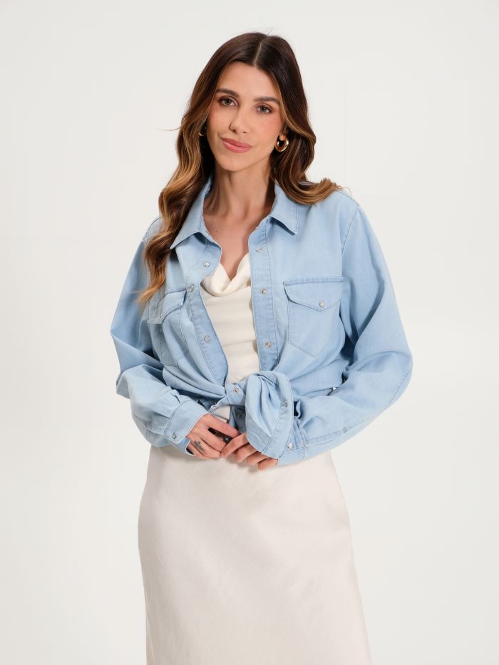 Blouses lange mouw blauw Rinascimento
