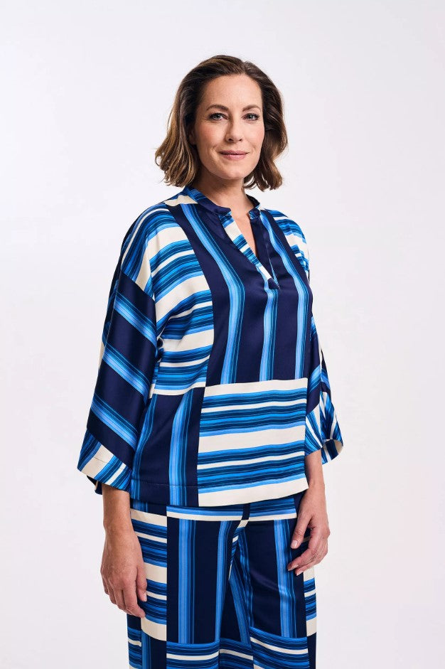 Blouses lange mouw blauw Améline