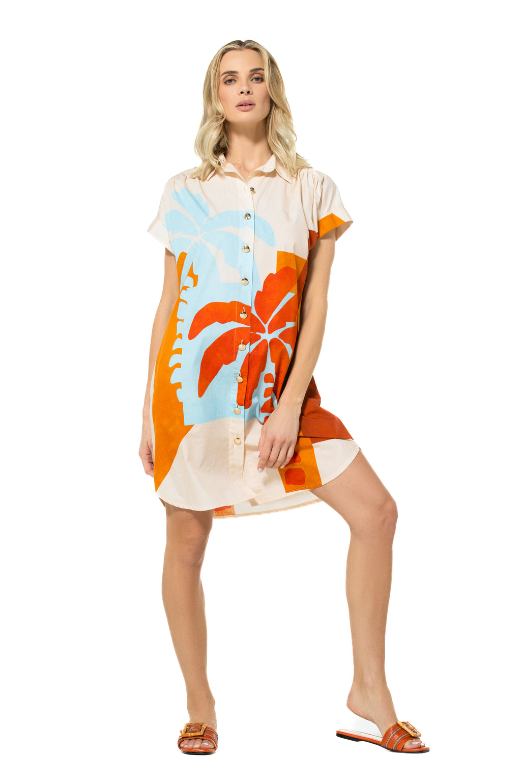 Jurken korte mouw multicolor Caroline Biss