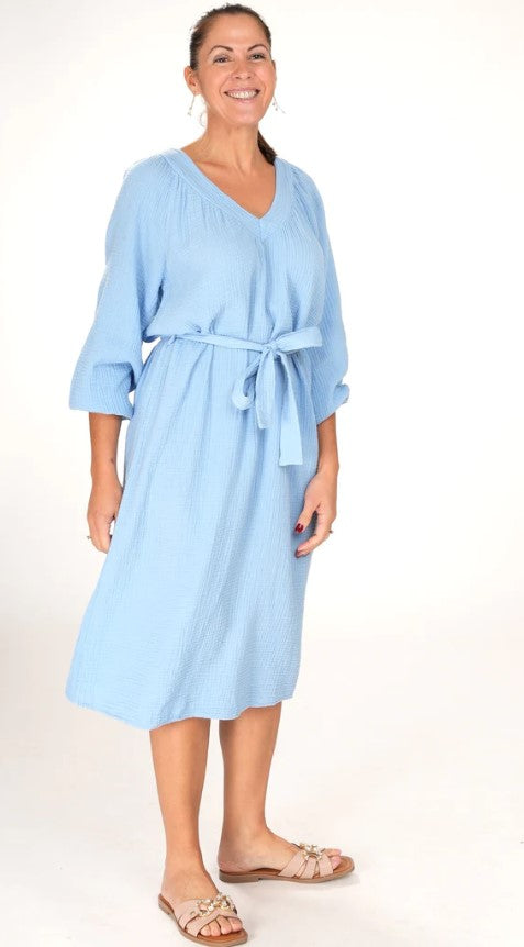 Jurken lange mouw blauw BLACK ROSE