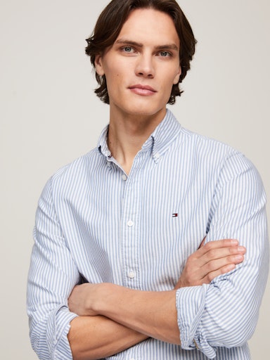 Hemden lange mouw blauw Tommy Hilfiger
