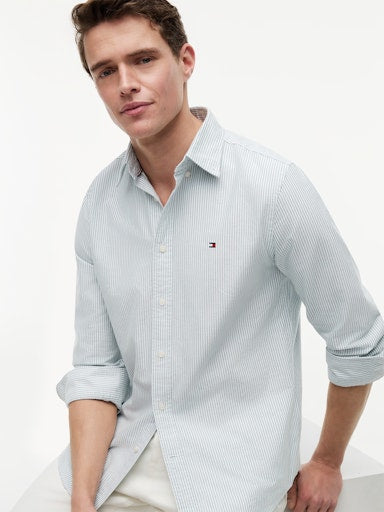 Hemden lange mouw groen Tommy Hilfiger