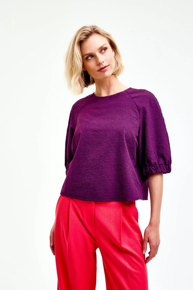 Blouses korte mouw paars CKS