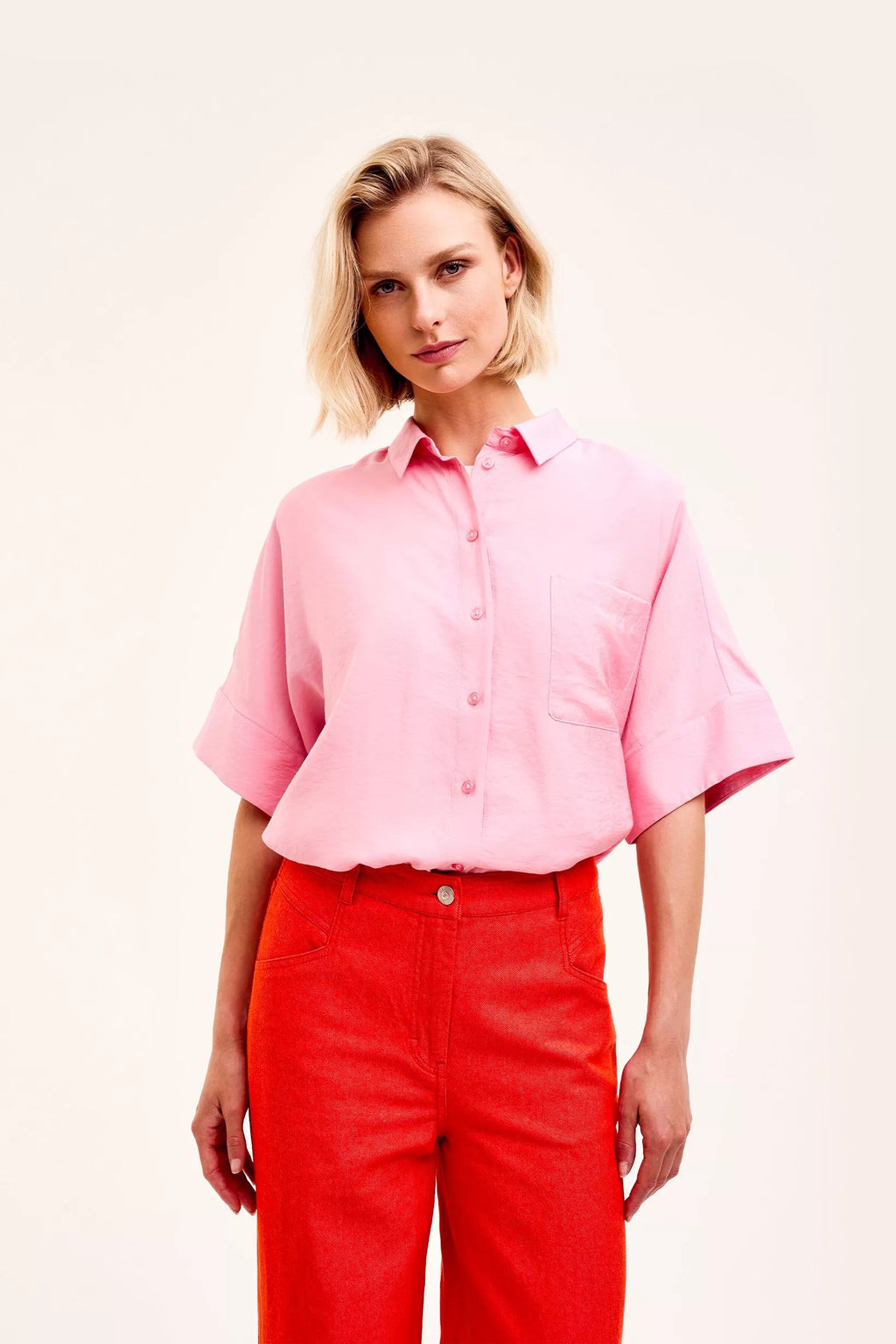 Blouses korte mouw roze CKS