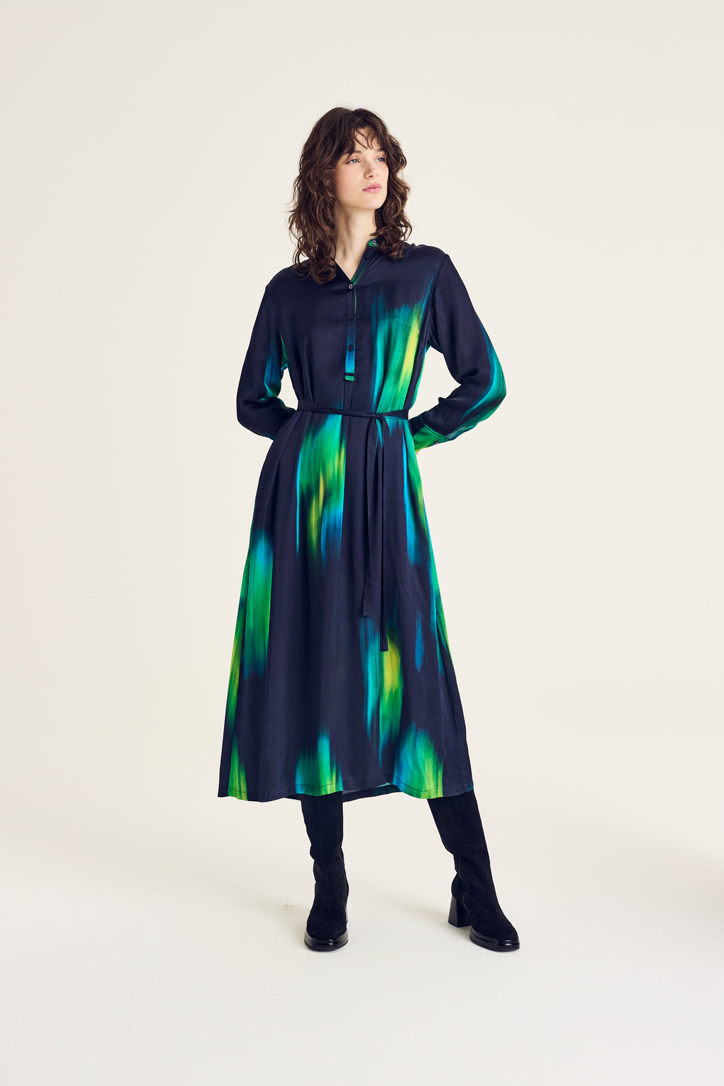 Jurken lange mouw navy Terre Bleue