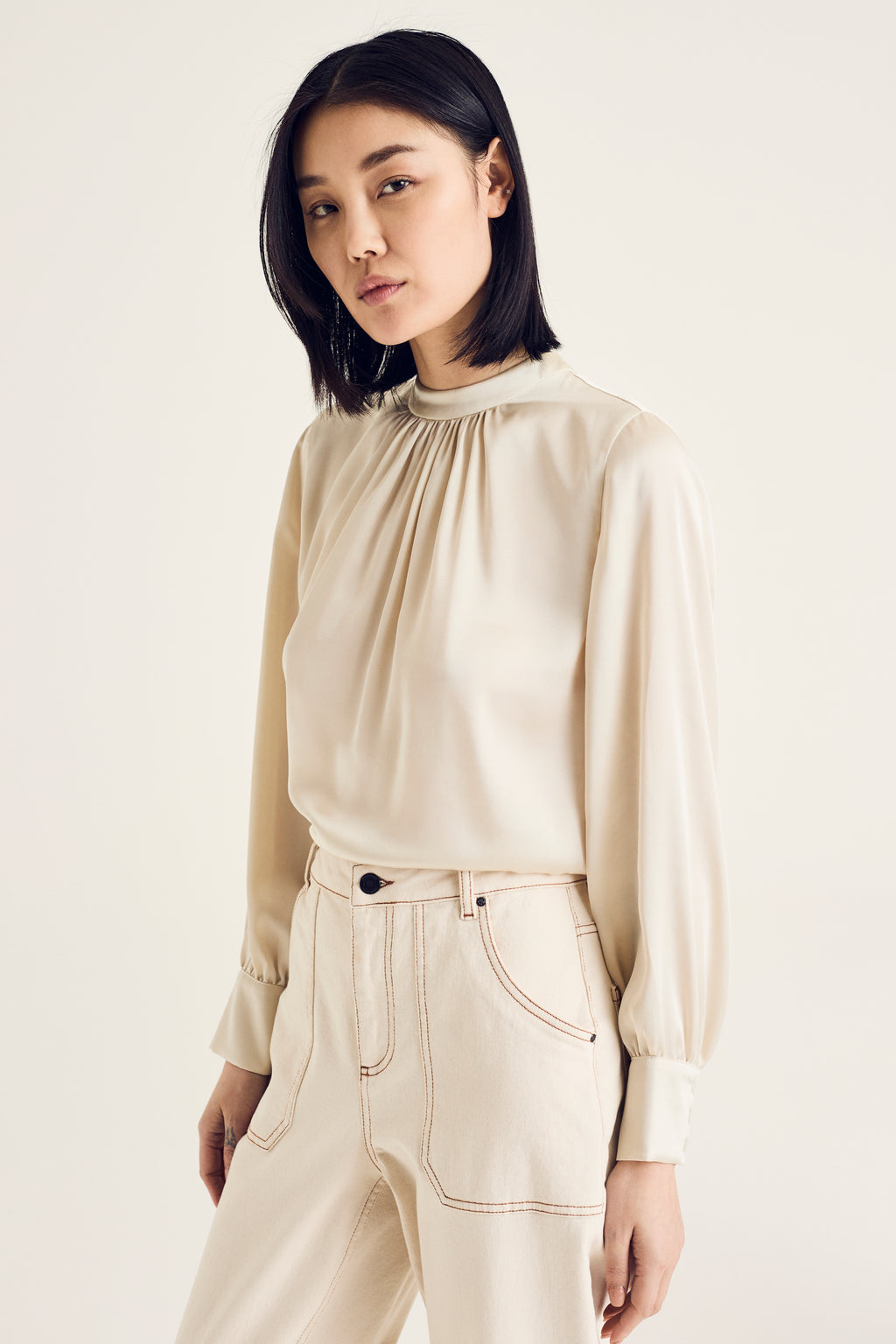 Blouses lange mouw beige Terre Bleue