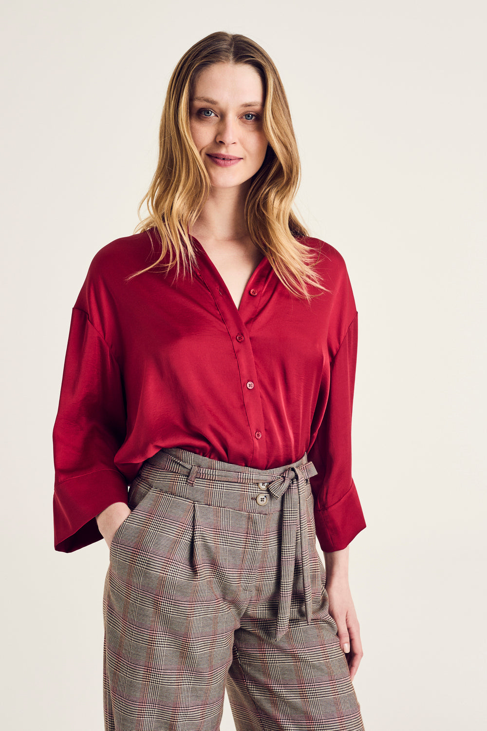 Blouses lange mouw rood Terre Bleue