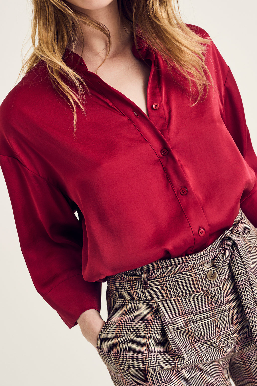 Blouses lange mouw rood Terre Bleue