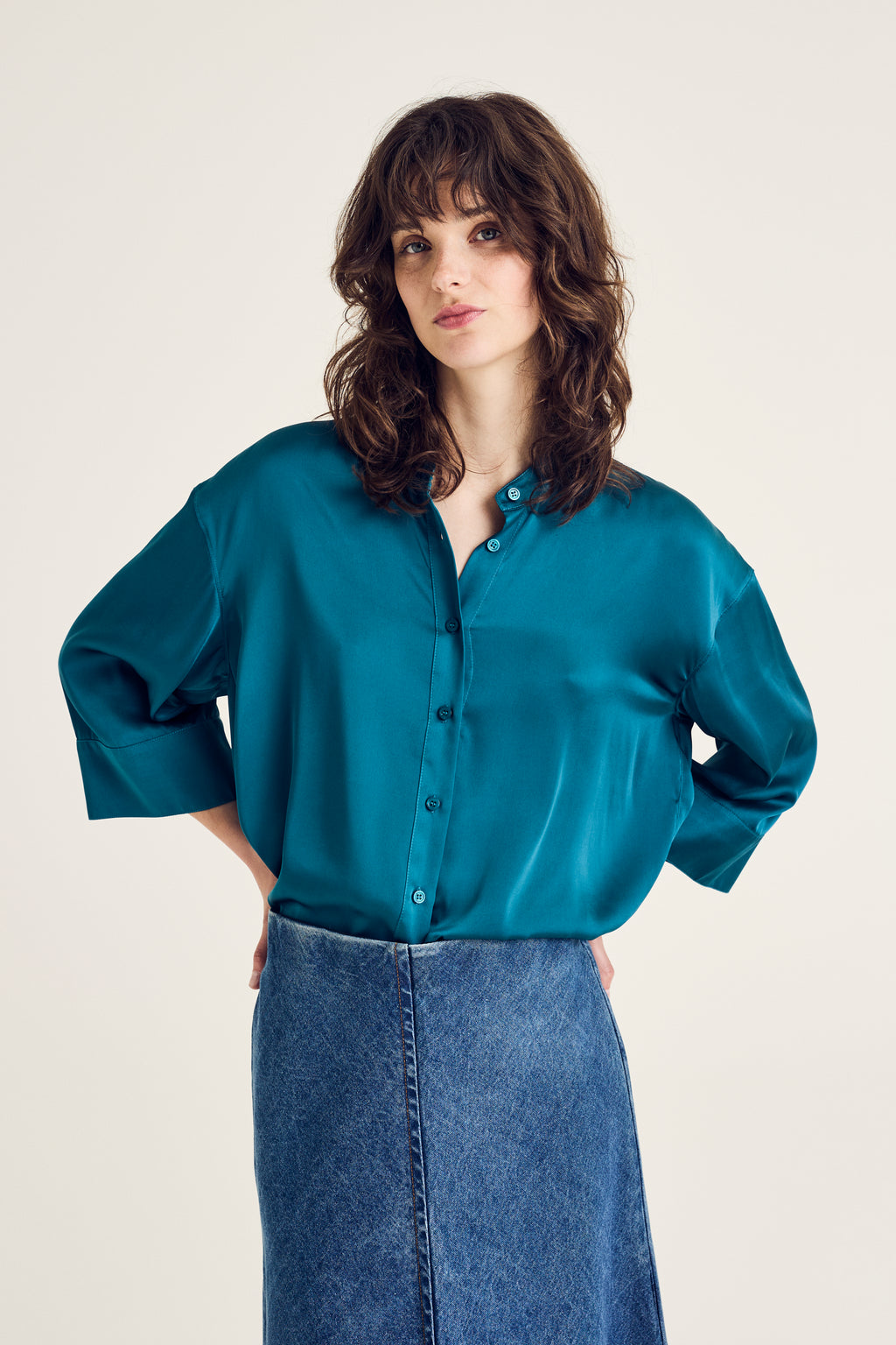 Blouses lange mouw blauw Terre Bleue