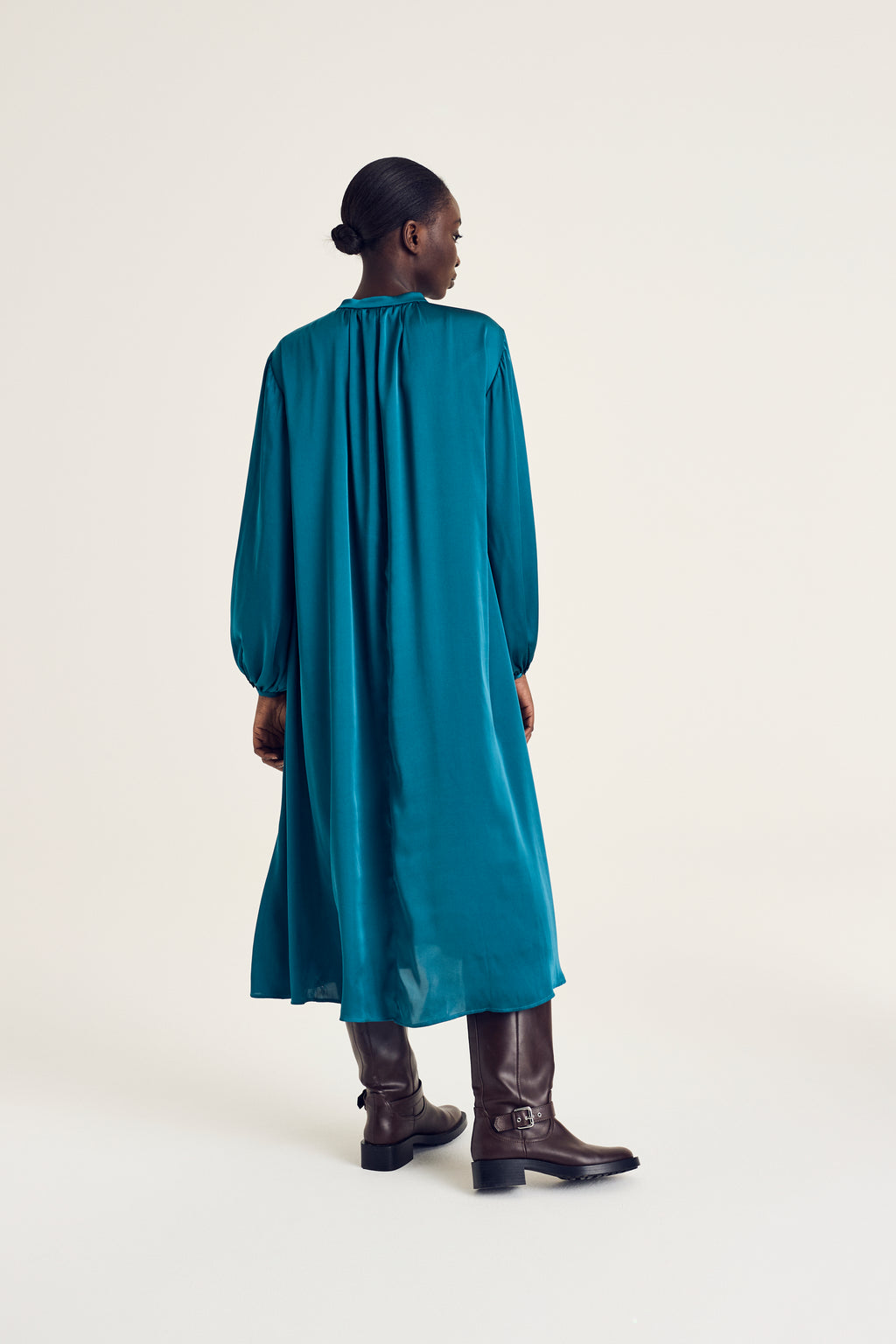 Jurken lange mouw blauw Terre Bleue
