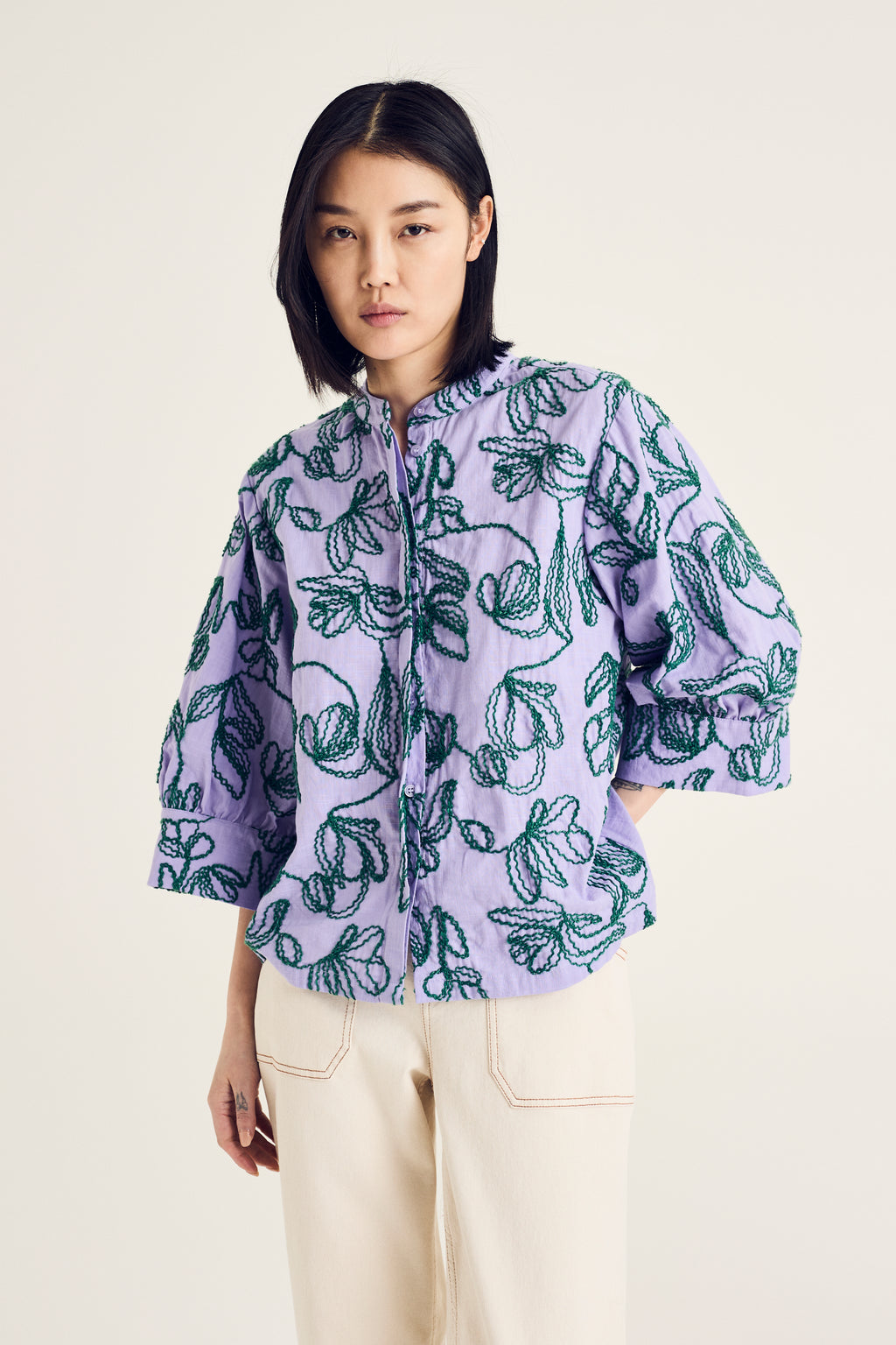 Blouses lange mouw paars Terre Bleue