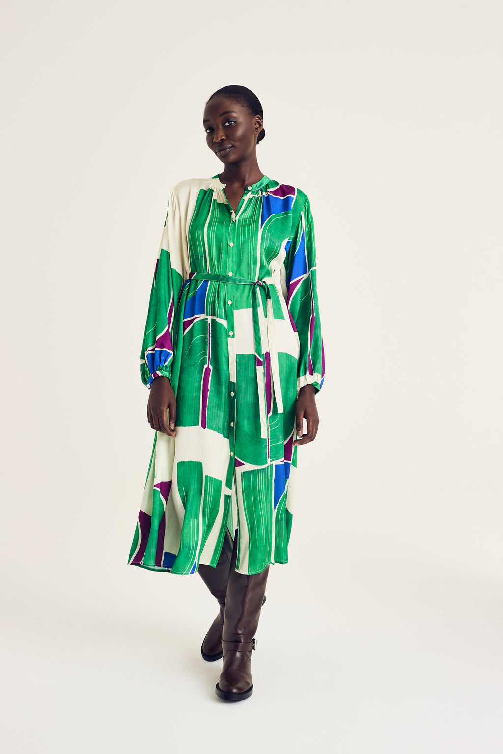 Jurken lange mouw multicolor Terre Bleue