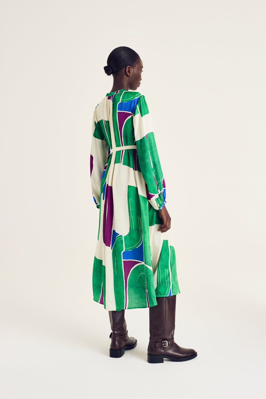 Jurken lange mouw multicolor Terre Bleue