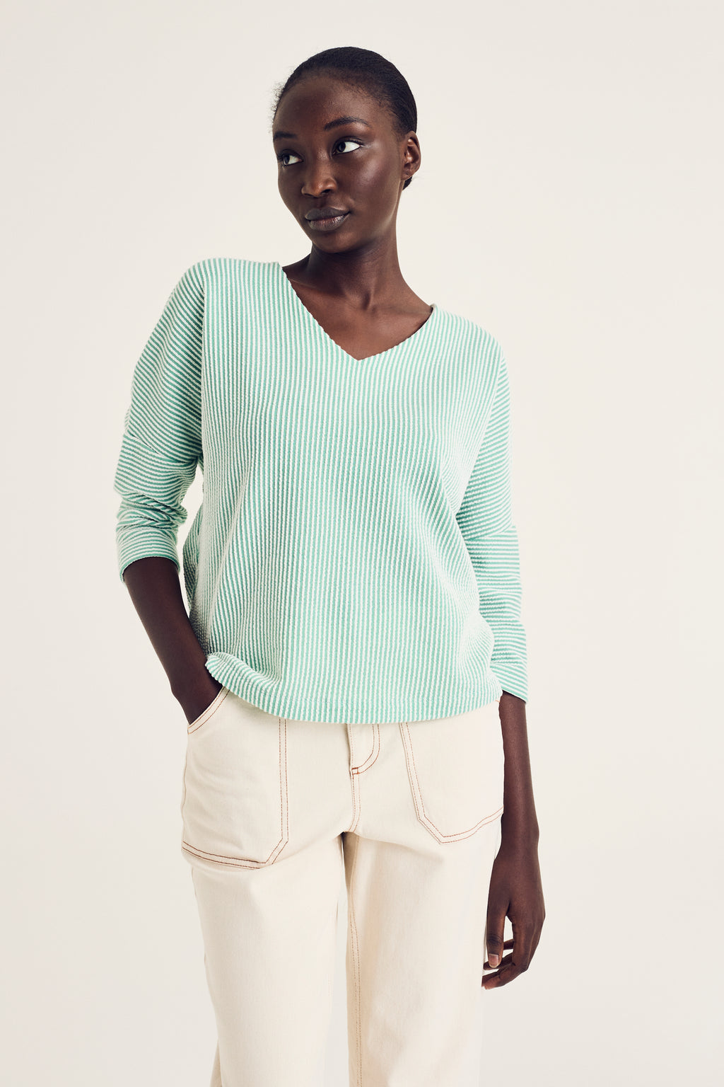 Blouses lange mouw groen Terre Bleue