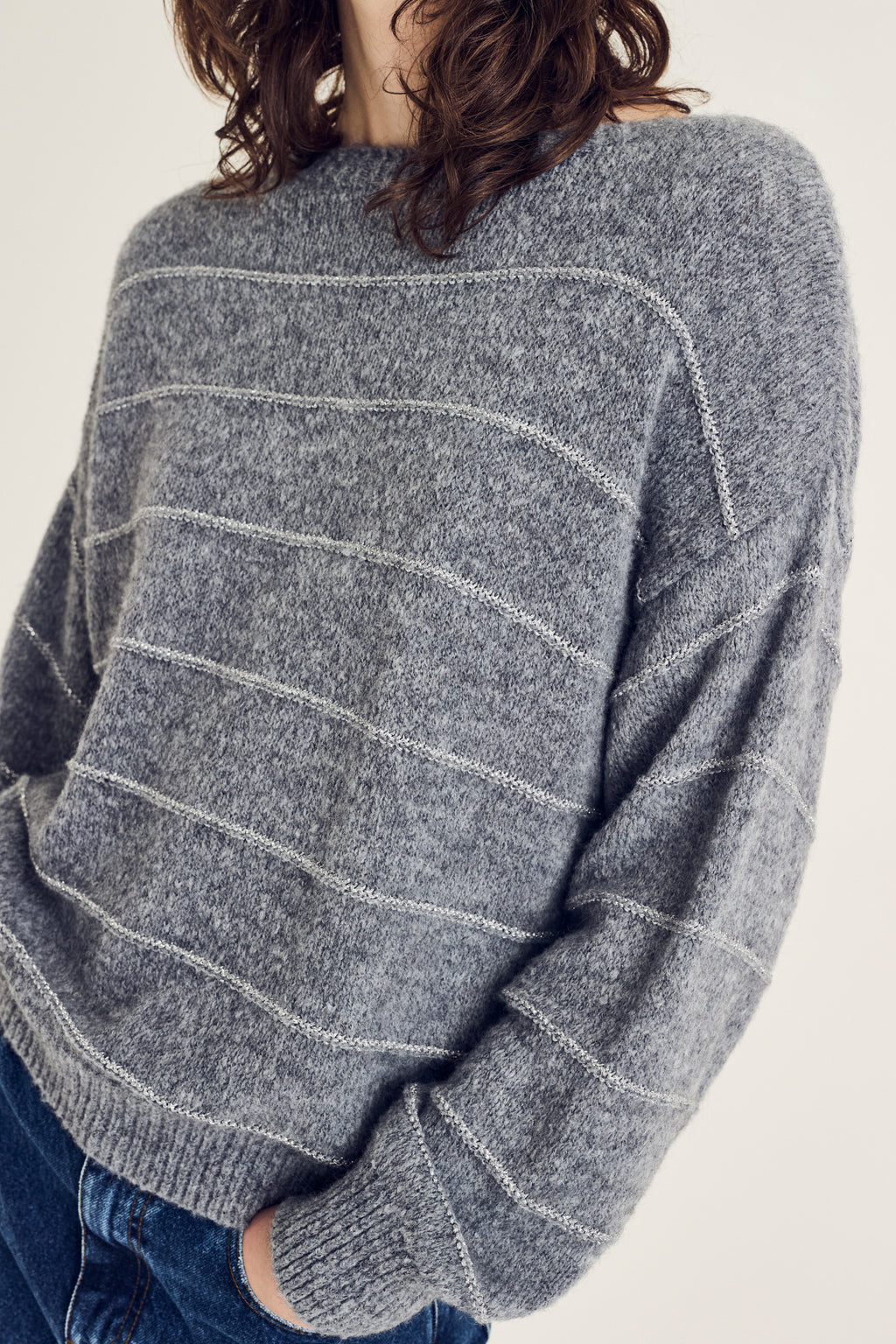 Pulls grijs Terre Bleue