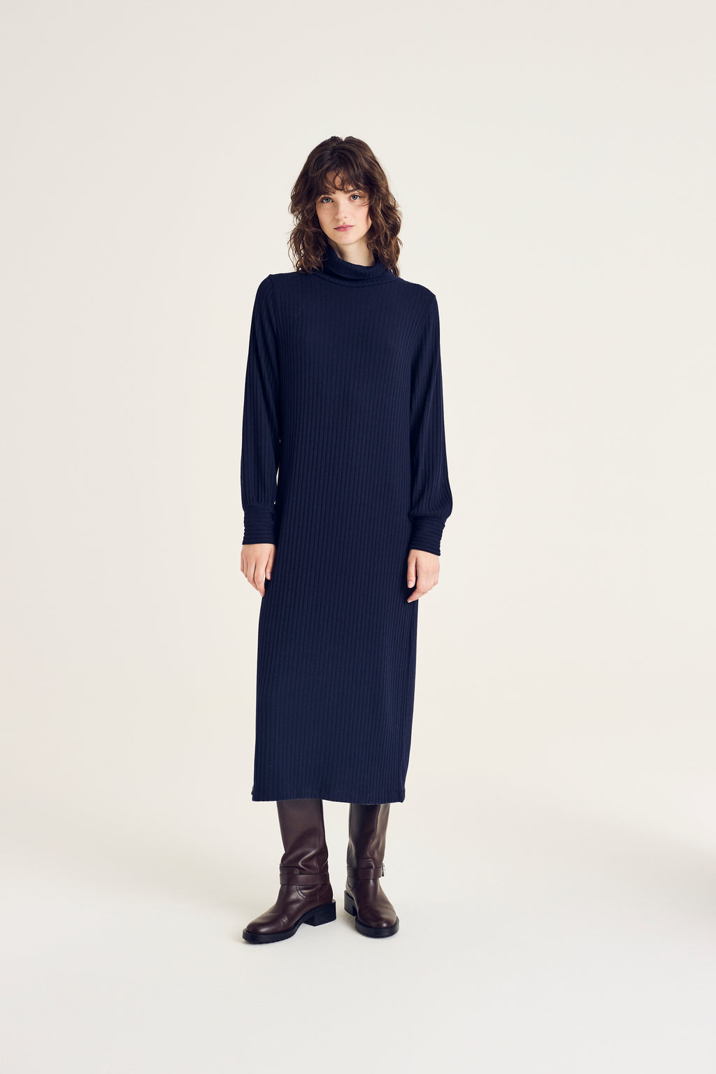 Jurken lange mouw navy Terre Bleue