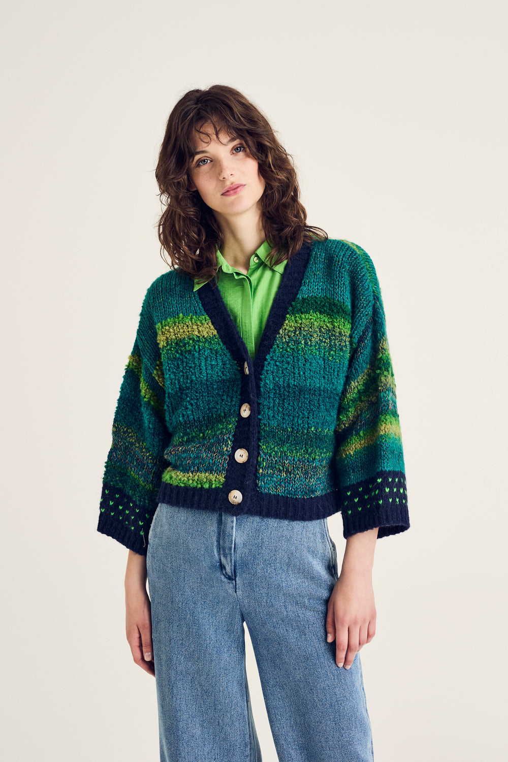 Cardigans groen Terre Bleue