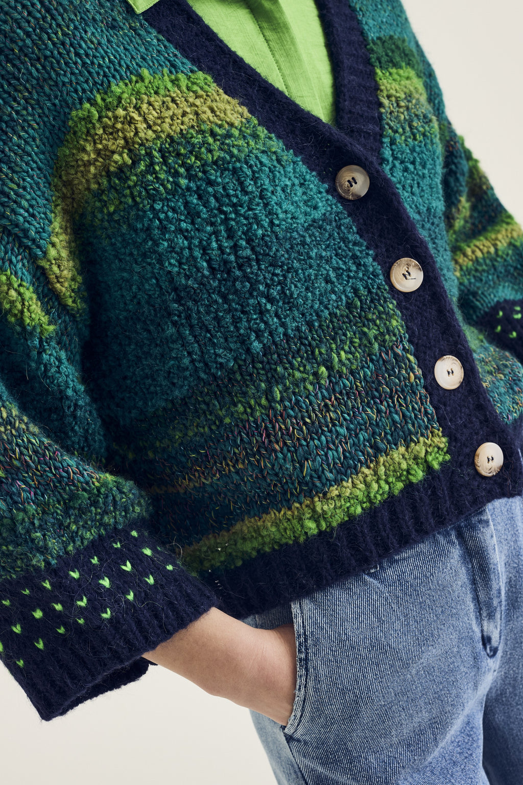 Cardigans groen Terre Bleue