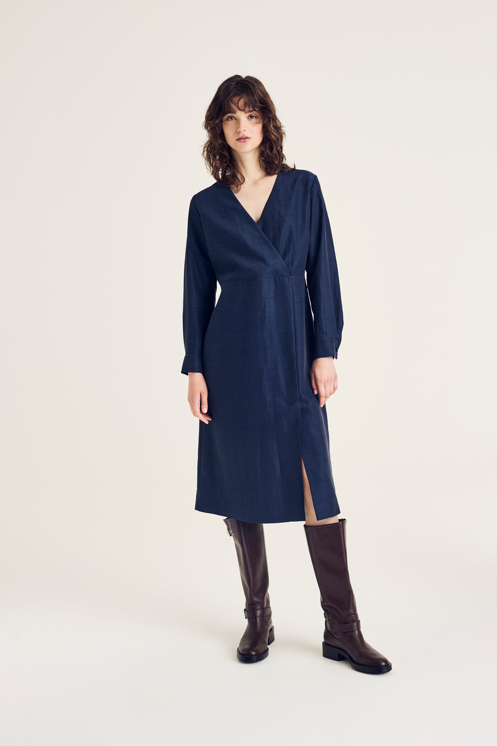 Jurken lange mouw blauw Terre Bleue