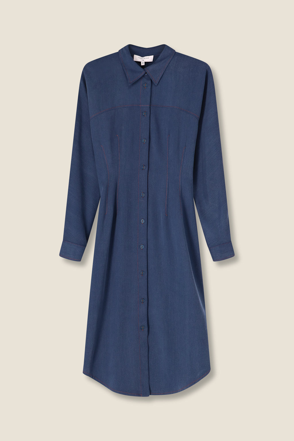 Jurken lange mouw blauw Terre Bleue