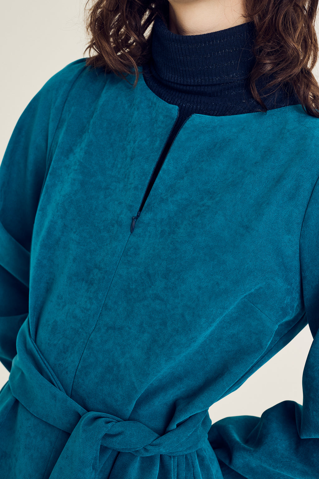 Jurken lange mouw blauw Terre Bleue