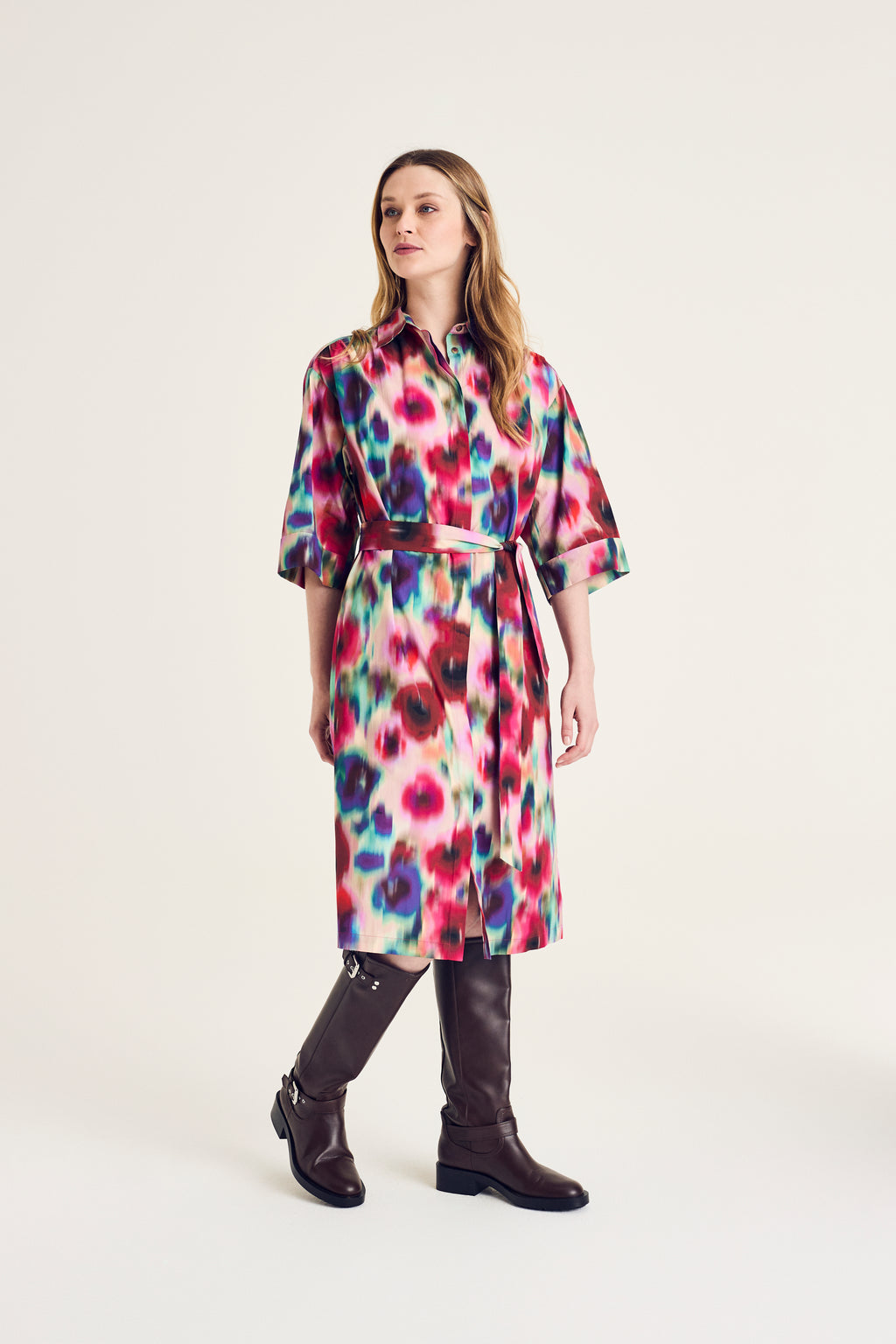 Jurken lange mouw multicolor Terre Bleue