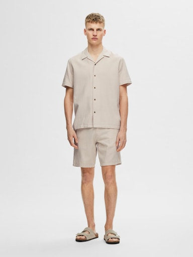 Hemden korte mouw beige Selected HOMME