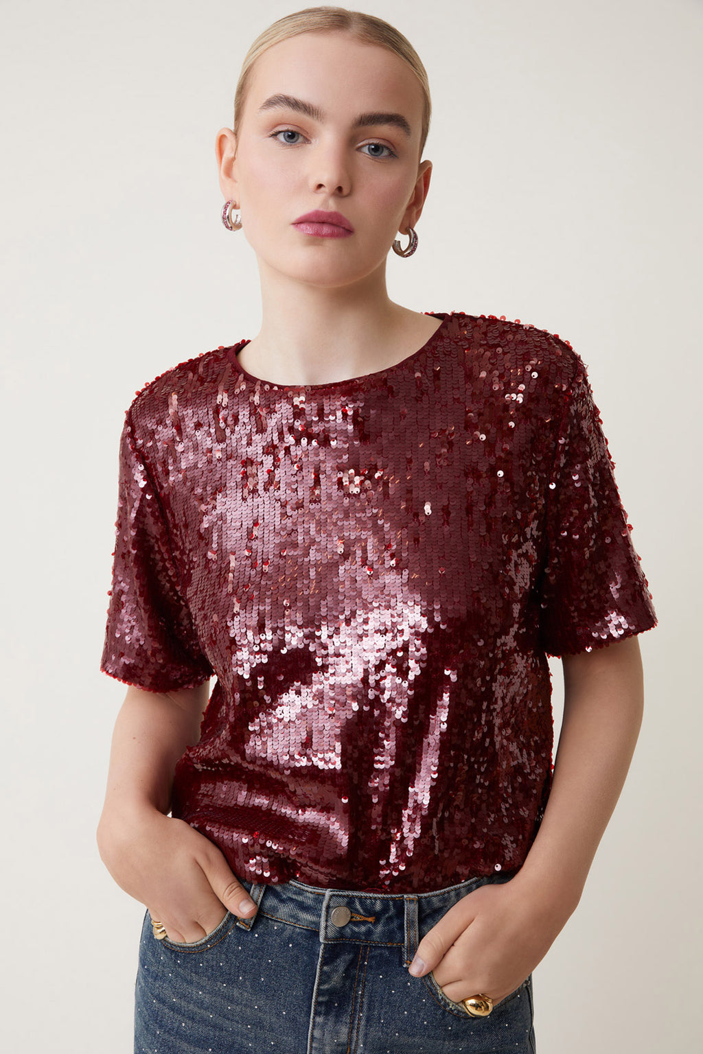 Blouses korte mouw rood Suncoo Paris