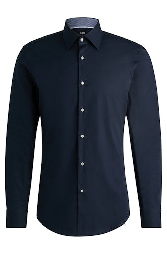 Hemden lange mouw blauw Boss Men Black