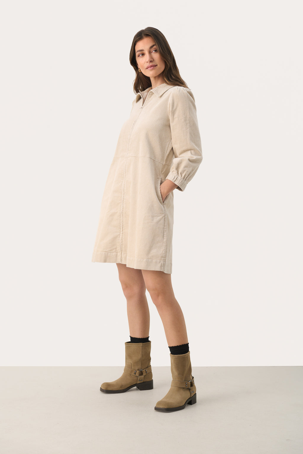 Jurken lange mouw bruin Part Two