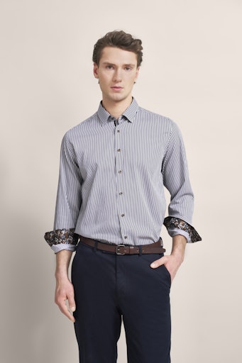 Hemden lange mouw navy Bugatti